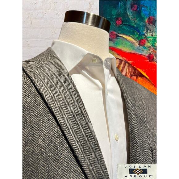 Joseph Abboud XL 44R Mens Gray Herringbone Flannel Blazer Sport Jacket - Picture 4 of 14